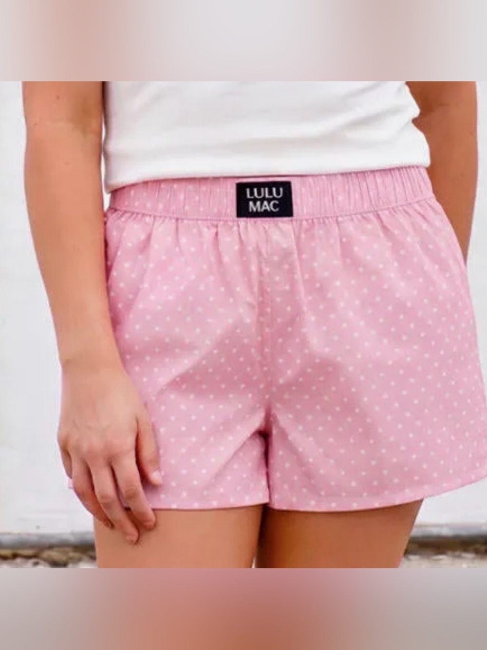 LULU MAC LIGHT PINK MINI POLKA DOT BOXER SHORTS